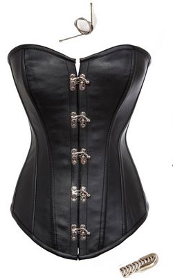 F9063 Faux Leather Buckle Corset